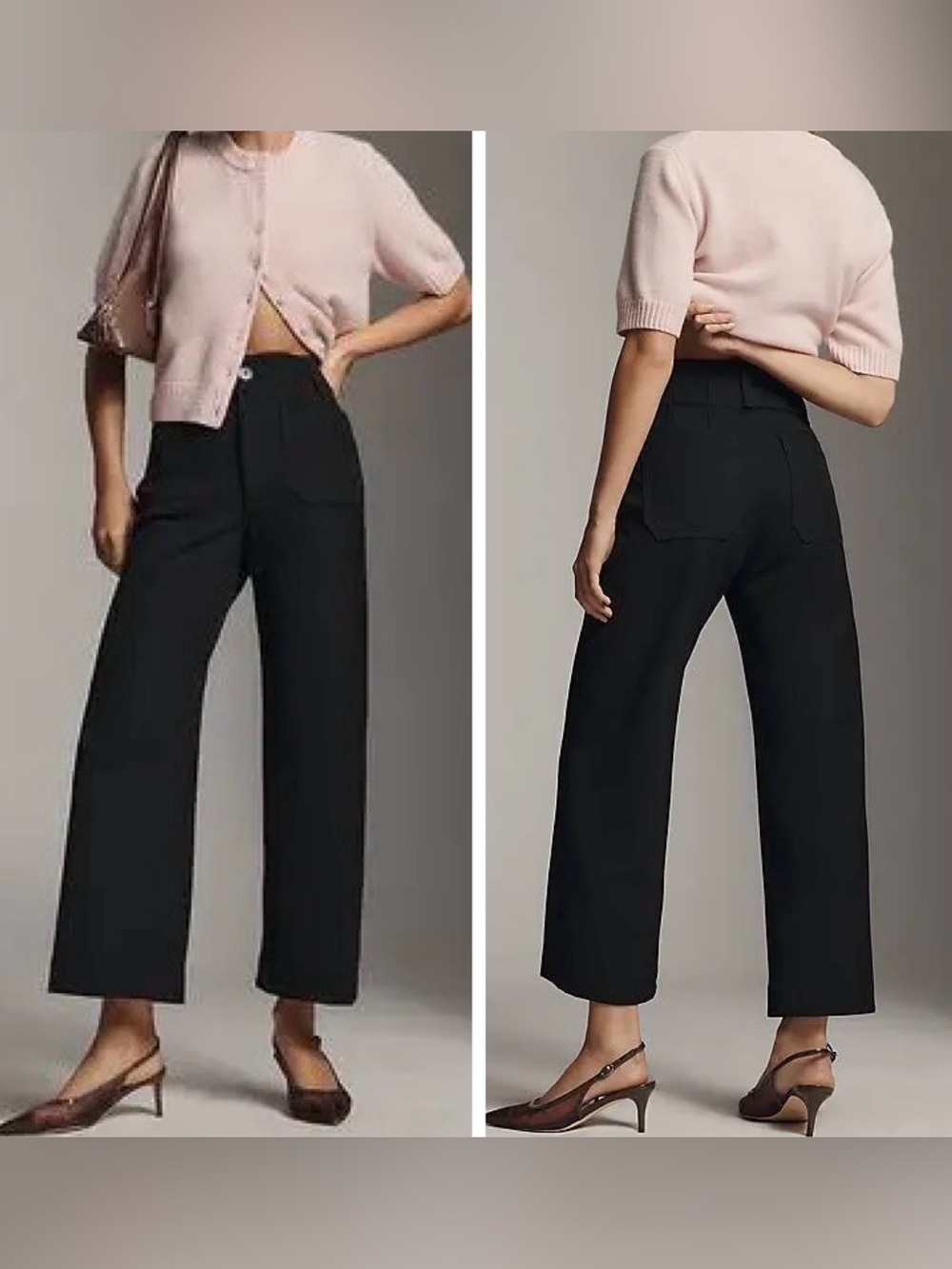 Anthropologie Maeve The Colette Stretch Twill Crop Wide-Leg Pants, Size 26
